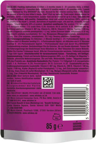 whiskas Katzen-Nassfutter Portionsbeutel Junior mit Geflügel in Sauce